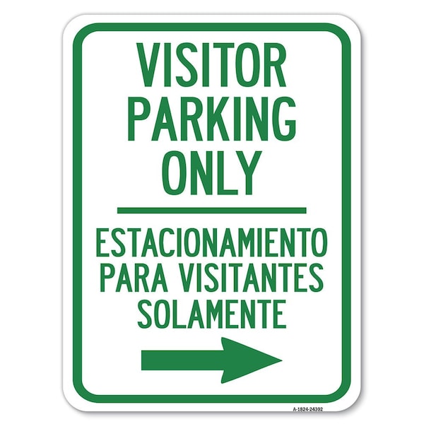 Bilingual Reserved Parking Visitor Parking Only Estacionamiento Para Visitantes, A-1824-24302